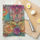Serviette de cuisine rétro Hippie Daisy (Quart Plié)