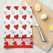 Serviette de cuisine Retro Red Fraise Patten (Quart Plié)