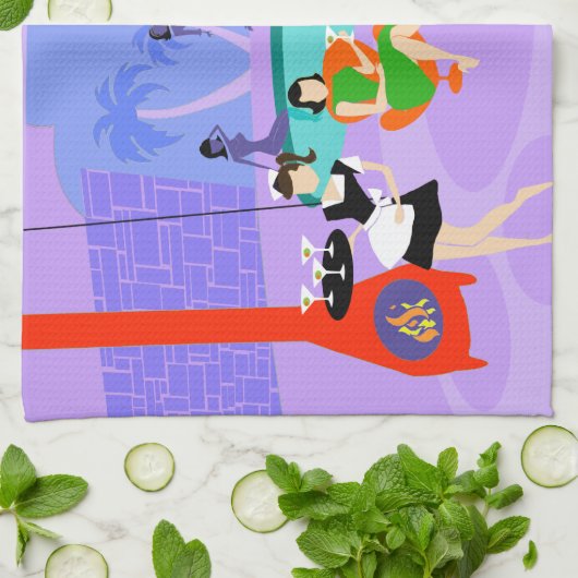 Serviette de cuisine Retro Tropical Cocktail Party (Plié)