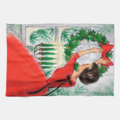 Serviette de cuisine Retro Vintage Christmas Lady (Horizontal)