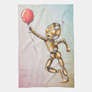 Serviette de cuisine Robot poursuivant un ballon r