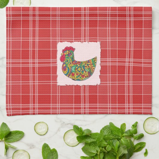 Serviette de cuisine Rooster Colorée (Plié)
