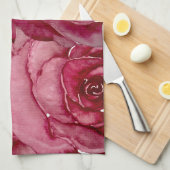 Serviette de cuisine rose #1 (Quart Plié)