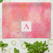 Serviette de cuisine rose Abstrait Monogram (Plié)