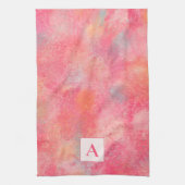 Serviette de cuisine rose Abstrait Monogram (Vertical)