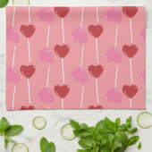 Serviette de cuisine rose bonbon Valentines (Plié)