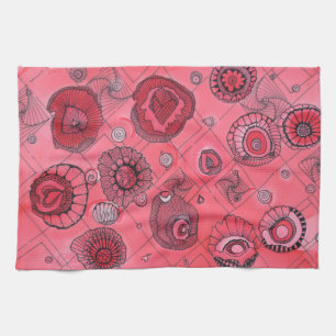 Serviette de cuisine rose de coeurs