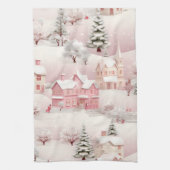 Serviette de cuisine rose de Noël. (Vertical)