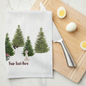 Serviette de cuisine rose de poinsettias de Jack (Quart Plié)