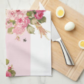 Serviette de cuisine rose de rayure de pivoine du (Quart Plié)