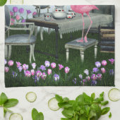 Serviette de cuisine rose de thé de Flamant rose (Plié)