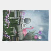 Serviette de cuisine rose de thé de Flamant rose (Horizontal)