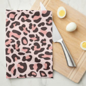 Serviette de cuisine rose Empreinte de léopard rét (Quart Plié)