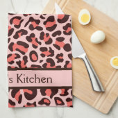 Serviette de cuisine rose Empreinte de léopard rét (Quart Plié)