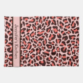 Serviette de cuisine rose Empreinte de léopard rét (Horizontal)