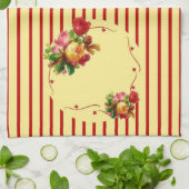 Serviette de cuisine rose en bande (Plié)