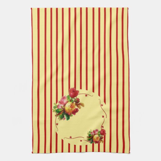 Serviette de cuisine rose en bande (Vertical)