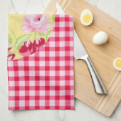 Serviette de cuisine rose En vichy (Quart Plié)