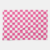 Serviette de cuisine rose et blanc À damiers (Horizontal)