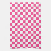 Serviette de cuisine rose et blanc À damiers (Vertical)