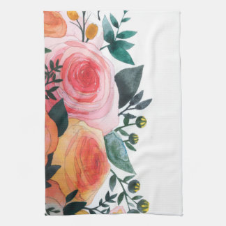Serviette de cuisine rose et de corail de roses