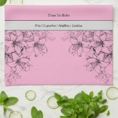 Serviette de cuisine rose et noire, c'est temps de (Plié)