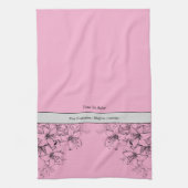 Serviette de cuisine rose et noire, c'est temps de (Vertical)