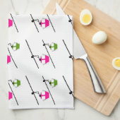 Serviette de cuisine rose et vert gondolas (Quart Plié)