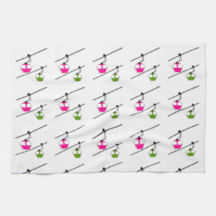 Serviette de cuisine rose et vert gondolas