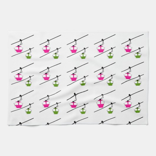 Serviette de cuisine rose et vert gondolas (Horizontal)