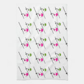 Serviette de cuisine rose et vert gondolas (Vertical)