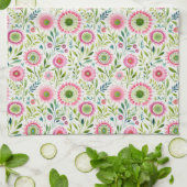 Serviette de cuisine rose et verte Floral (Plié)