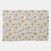 Serviette de cuisine rose et verte Floral (Horizontal)
