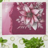 Serviette de cuisine rose Floral Holiday (Plié)