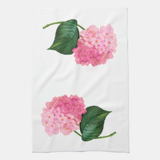 Serviette de cuisine rose Hydrangea (Vertical)