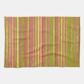 Serviette de cuisine rose jaune vert Vintage rayé (Horizontal)