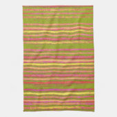 Serviette de cuisine rose jaune vert Vintage rayé (Vertical)