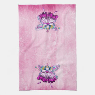 Serviette de cuisine rose mignonne de fées de