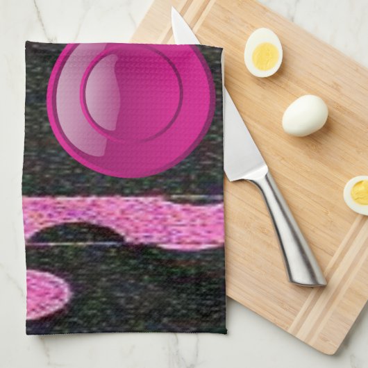 serviette de cuisine rose noire (Quart Plié)