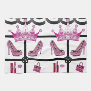 serviette de cuisine rose queen