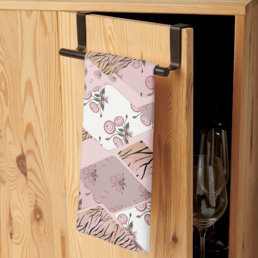 Serviette de cuisine rose/Rose (Pliage en tiers)