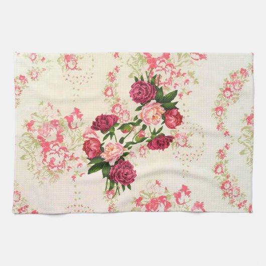 Serviette de cuisine rose Roses (Horizontal)