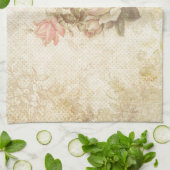 Serviette de cuisine Rose vintage rose et ivoire (Plié)