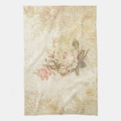 Serviette de cuisine Rose vintage rose et ivoire (Vertical)