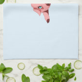 Serviette de cuisine rose - Votre couleur - Texte (Plié)