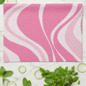 Serviette de cuisine rose Waves (Plié)