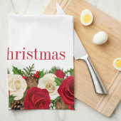 Serviette de cuisine - Roses de Noël (Quart Plié)