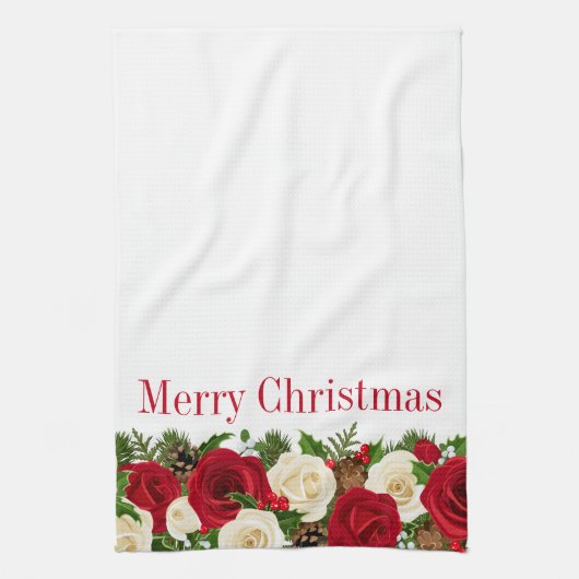 Serviette de cuisine - Roses de Noël (Vertical)