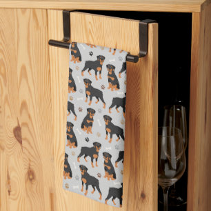 Serviette de cuisine Rottweiler os et pattes de ch
