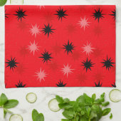 Serviette de cuisine rouge atomique de Starbursts (Plié)
